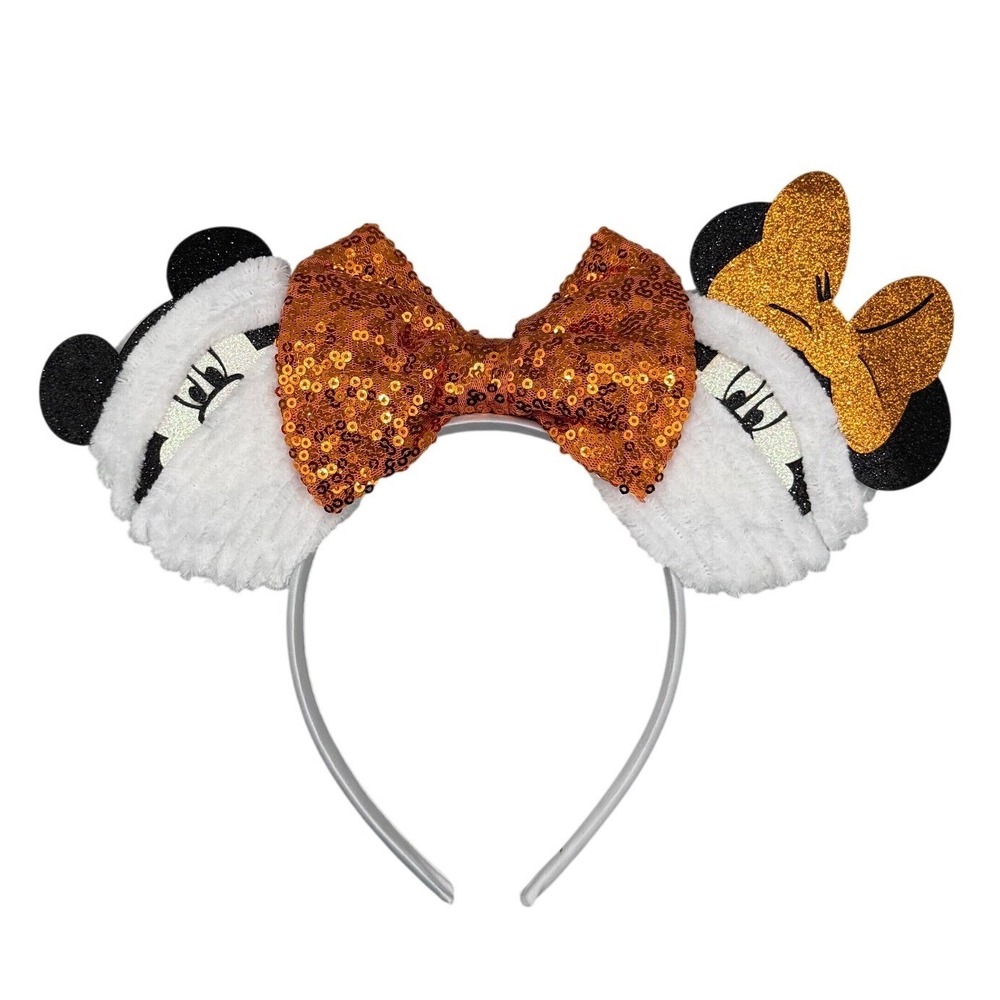 Disney Mummy Mickey Minnie Mouse Halloween Sequin Bow Headband‎ Ears Disneyland